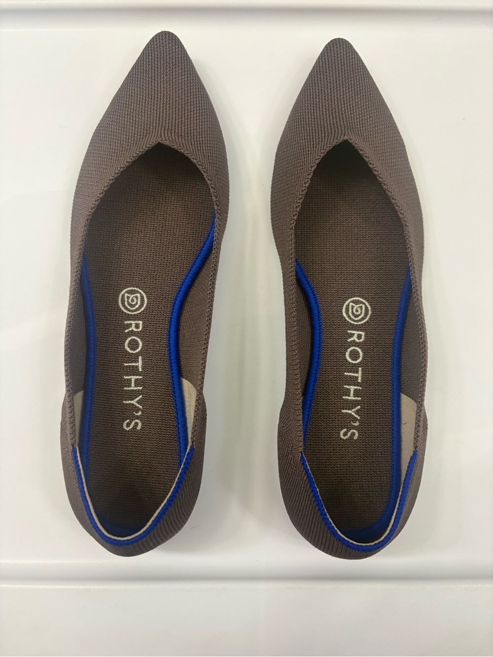 Excellent condition - Rothy's Women's Brown (Portobello) Pointy Flats. Size: 9.5